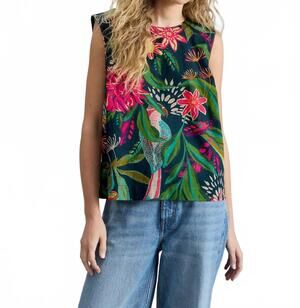 NEW WHITE STUFF matilda relaxed vest in green print